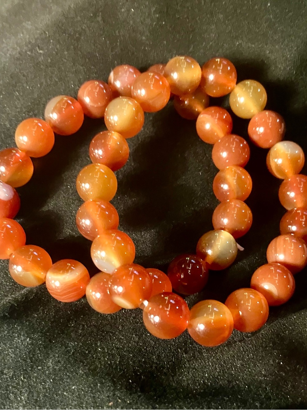 Carnelian Bead Stretch Bracelet - Orange Gemstone